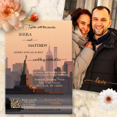 Invitation Mariage photo Whimsical Terra Cotta New York QR