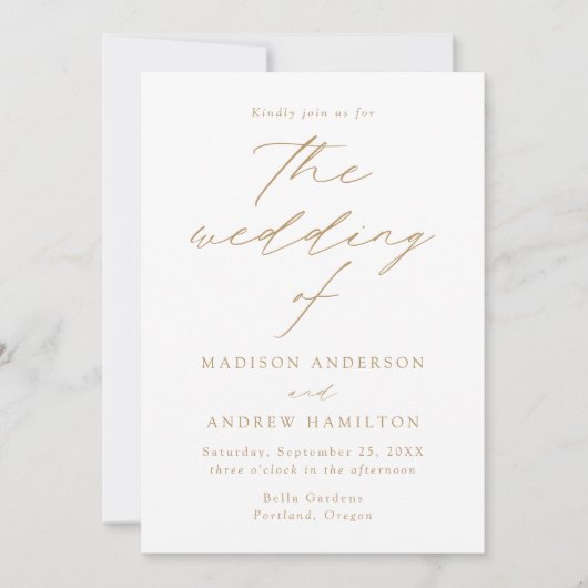 Invitation Mariage photo White and Gold Modern Elegance (Devant)