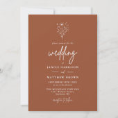 Invitation Mariage Photographique Botanique Orange Brûlé Rust (Devant)