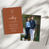 Invitation Mariage Photographique Botanique Orange Brûlé Rust