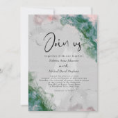 Invitation MARIAGE | Pin chic et encre d'alcool Abstraite (Devant)