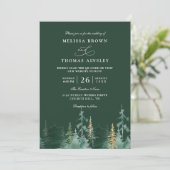Invitation Mariage PINE Vert Émeraude et Or Code QR (Debout devant)