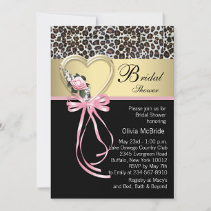Invitation Mariage Pink Leopard Black Gold Léopard Baby Showe
