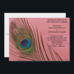 Invitation Mariage Pink Peacock<br><div class="desc">Utilisez ces élégantes invitations à des mariages paons pour invitation vos amis et votre famille à votre mariage. Ce décor de plumes de paon sur vos cartes apportera une touche spéciale à votre mariage à thème de paons. Cette vie morte a été prise avec une lentille à oeil de poisson...</div>