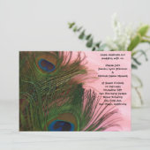 Invitation Mariage Pink Peacock Feathers (Debout devant)