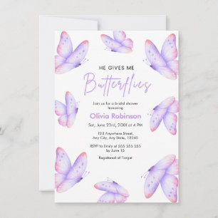 Invitation Mariage Pink Purple Il Me Donne Des Papillons Baby
