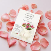 Invitation Mariage Pitcher vintage avec Roses roses roses