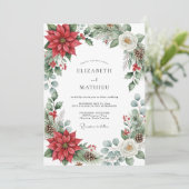 Invitation Mariage pittoresque de Noël rouge (Debout devant)