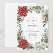 Invitation Mariage pittoresque de Noël rouge (Devant / Derrière)