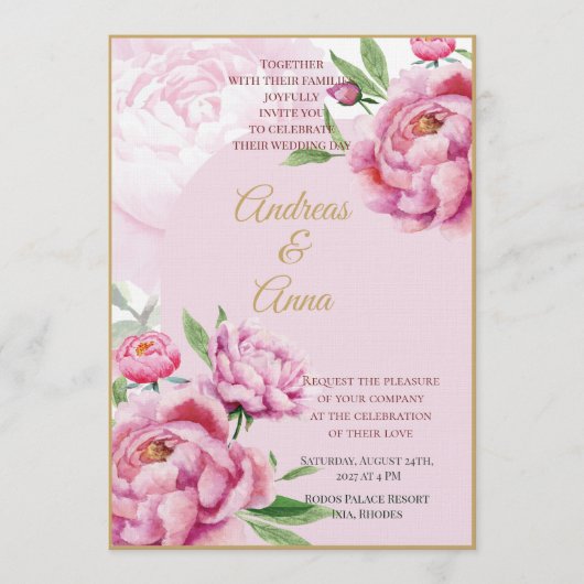 Invitation Mariage Pivoine (Devant)