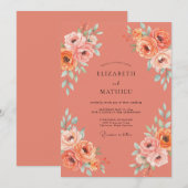 Invitation Mariage Pivoine Abricot (Devant / Derrière)