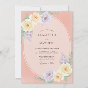 Invitation Mariage Pivoine Améthyste Abricot
