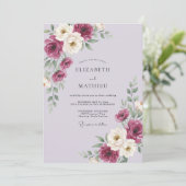 Invitation Mariage Pivoine Améthyste prune (Debout devant)
