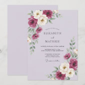Invitation Mariage Pivoine Améthyste prune (Devant / Derrière)