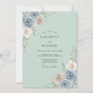 Invitation Mariage Pivoine Ardoise Mousse de Mer