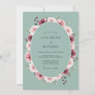 Invitation Mariage Pivoine Baie Mousse de Mer