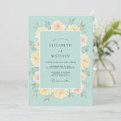 Invitation Mariage Pivoine Beurre Céleste (Debout devant)