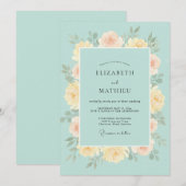 Invitation Mariage Pivoine Beurre Céleste (Devant / Derrière)