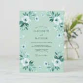 Invitation Mariage Pivoine Blanc Mousse de Mer (Debout devant)