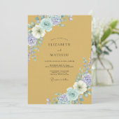 Invitation Mariage Pivoine Bleuet Ocre (Debout devant)