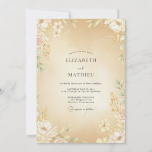 Invitation Mariage Pivoine Champagne