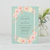 Invitation Mariage Pivoine Corail Céladon (Debout devant)