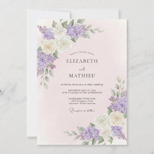 Invitation Mariage Pivoine Crème Antique Lilas