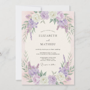 Invitation Mariage Pivoine Crème Chaude Lilas