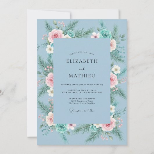 Invitation Mariage Pivoine Douceur Céleste (Devant)