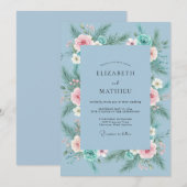Invitation Mariage Pivoine Douceur Céleste (Devant / Derrière)