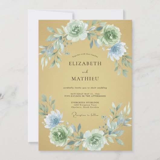 Invitation Mariage Pivoine Glace Moutarde (Devant)