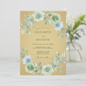 Invitation Mariage Pivoine Glace Moutarde (Debout devant)