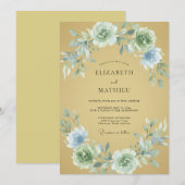 Invitation Mariage Pivoine Glace Moutarde (Devant / Derrière)