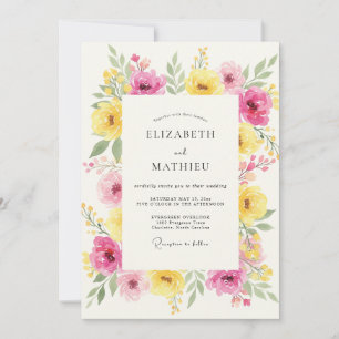 Invitation Mariage Pivoine Jaune Magenta
