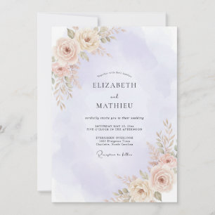Invitation Mariage Pivoine Lilas Abricot