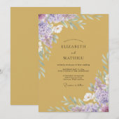 Invitation Mariage Pivoine Lilas Ocre (Devant / Derrière)