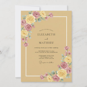 Invitation Mariage Pivoine Mauve Miel