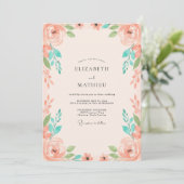 Invitation Mariage Pivoine Menthe Corail (Debout devant)