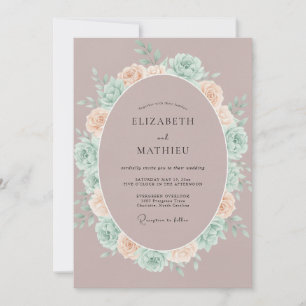 Invitation Mariage Pivoine Menthe Mauve Poussiéreuse