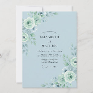 Invitation Mariage Pivoine Mer Émiettée