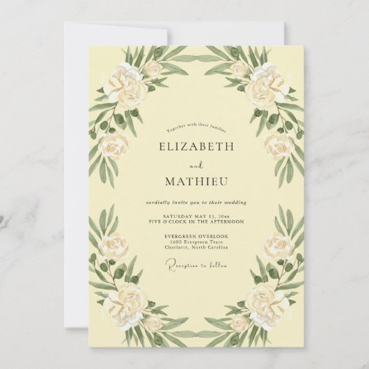 Invitation Mariage Pivoine Mousse Beurre (Devant)