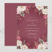 Invitation Mariage Pivoine Mûre (Devant / Derrière)