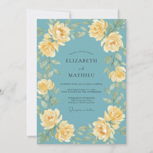 Invitation Mariage Pivoine Papillon d'Acier (Devant)