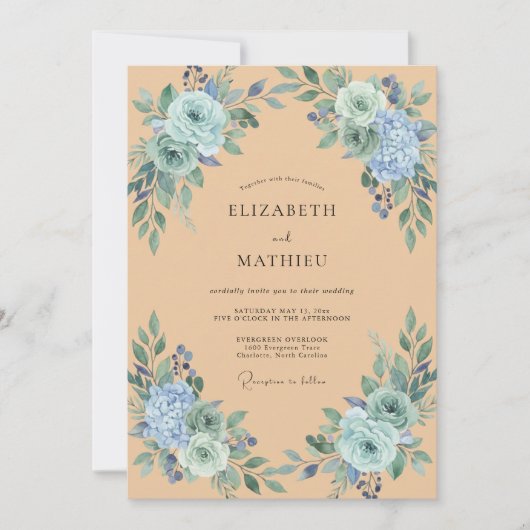 Invitation Mariage Pivoine Peche (Devant)