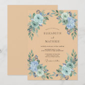 Invitation Mariage Pivoine Peche (Devant / Derrière)