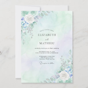 Invitation Mariage Pivoine Pervenche Pâle