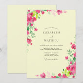 Invitation Mariage Pivoine Rose Citron (Devant / Derrière)