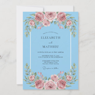 Invitation Mariage Pivoine Rougissement Céleste