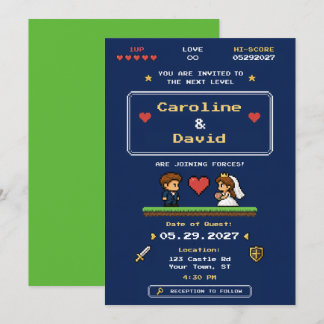 Invitation Mariage Pixel Art de Jeu Vidéo Rétro