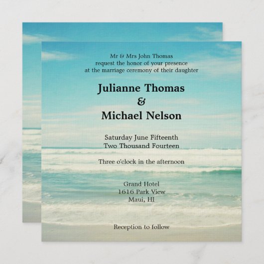 Invitation Mariage plage (Devant / Derrière)